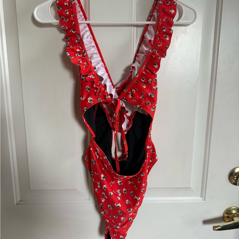 Nasty Gal Red Cut Out Swimsuit